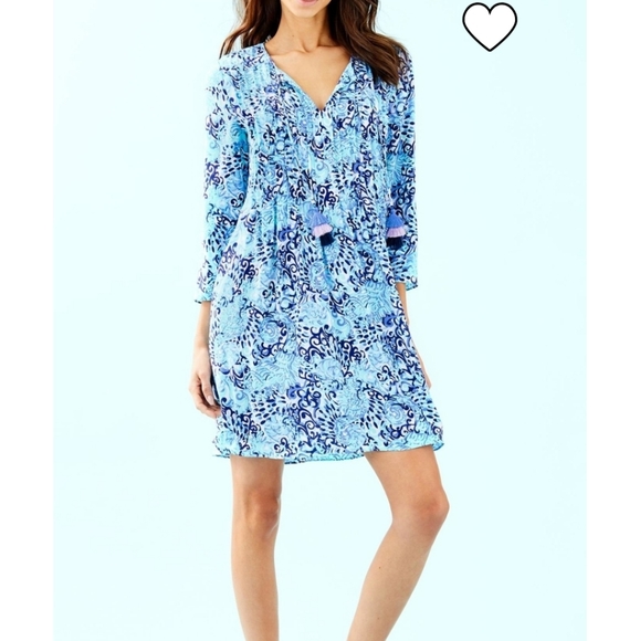 Lilly Pulitzer Marilina Tunic Dress Aqua Spritz… - Picture 13 of 13